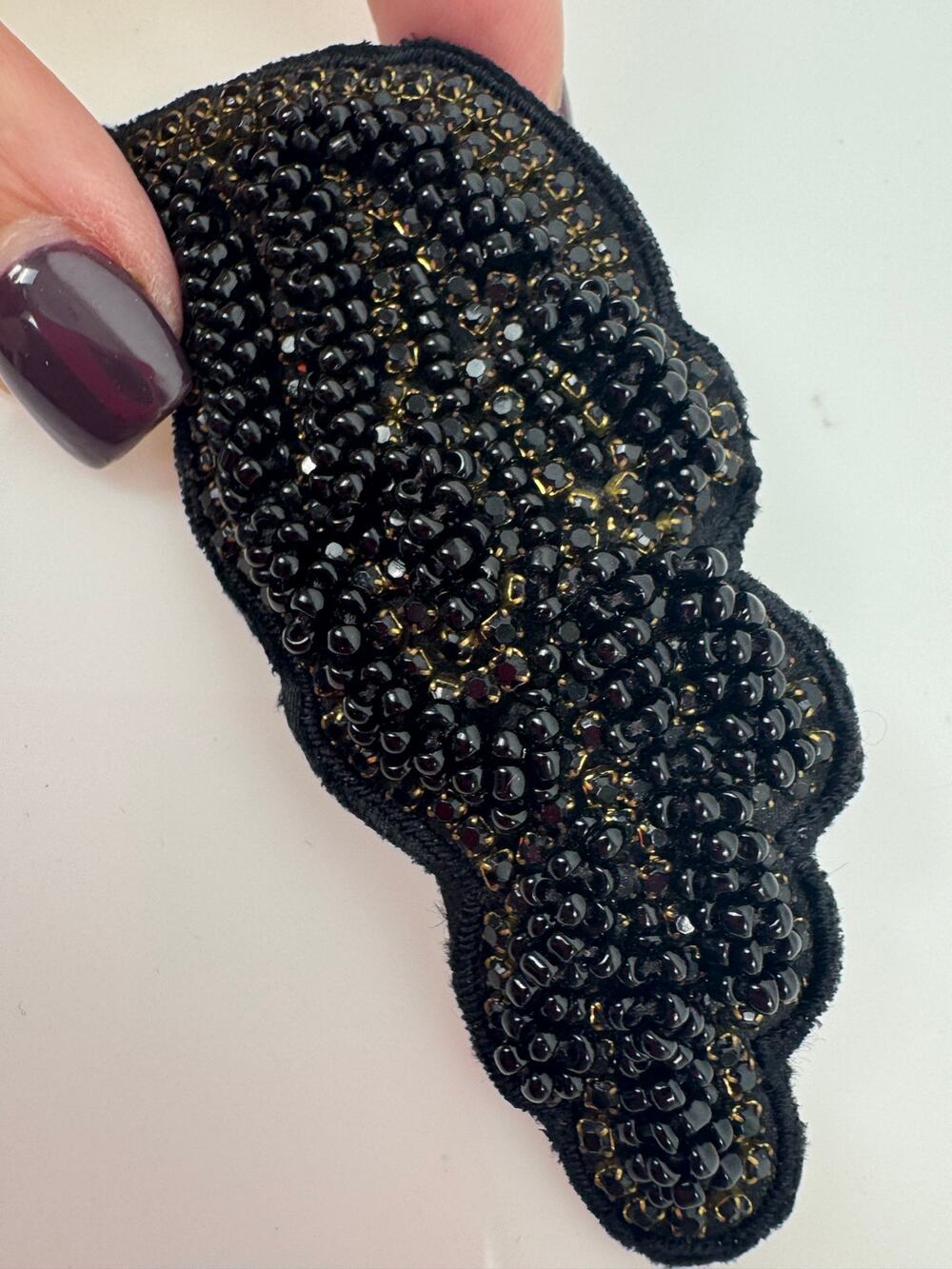 Jane Tran 2010 Black Beaded Embellished Statement Hair Barrette Clip